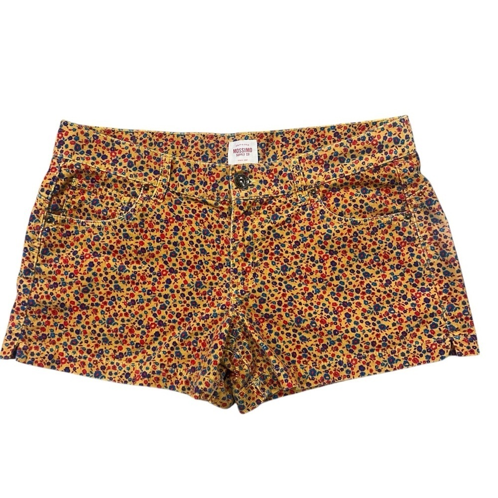 Mossimo Shorts Juniors Size 13 Orange Floral Corduroy Hippie Boho Mid-Rise